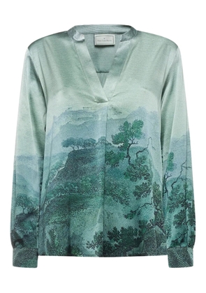 Pierre-Louis Mascia landscape-print blouse - Blue