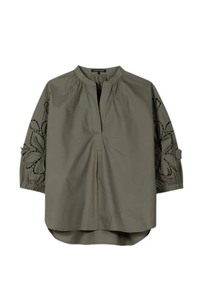 Luisa Cerano broderie anglaise appliqué blouse - Green