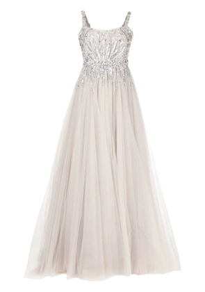 Jenny Packham embellished square-neck gown - Silver