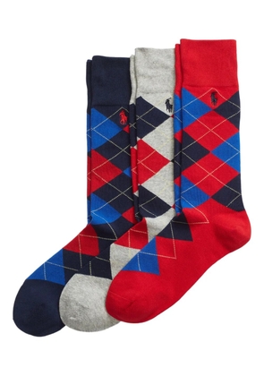 Polo Ralph Lauren argyle-pattern socks (pack of three) - Red