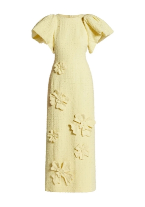 Leo Lin Luconda floral-applique tweed dress - Yellow
