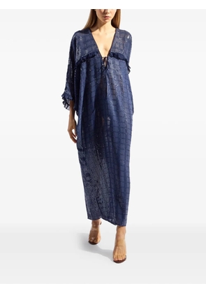 Adriana Degreas sequin-embellished ruffled kaftan - Blue