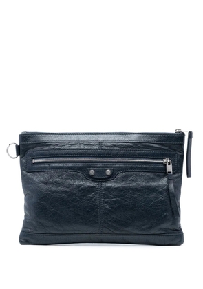 Balenciaga Pre-Owned 2016 Lambskin Motocross Classic Clip M clutch bag - Blue