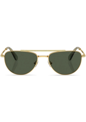Swarovski Eyewear pavé crystal-embellished pilot-frame sunglasses - Gold