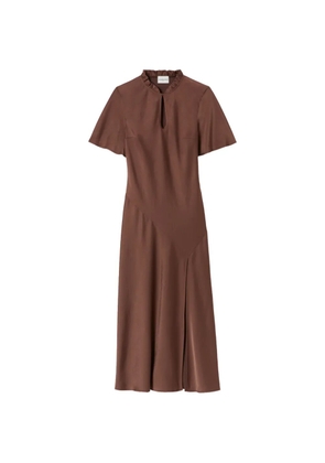 Claudie Pierlot ruffled neck-cutout dress - Brown