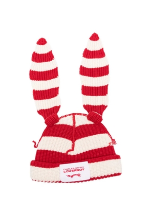 Charles Jeffrey Loverboy chunky-knit rabbit beanie hat - Red
