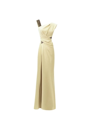 Gemy Maalouf embellished asymmetrical-neckline maxi dress - Green