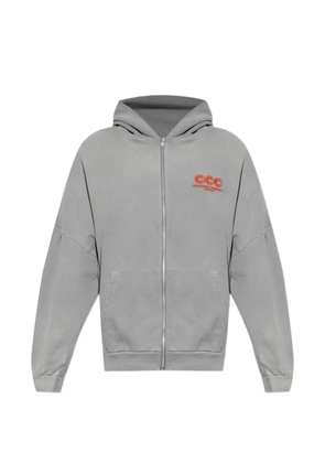 Willy Chavarria logo-embroidered zip-up hoodie - Grey