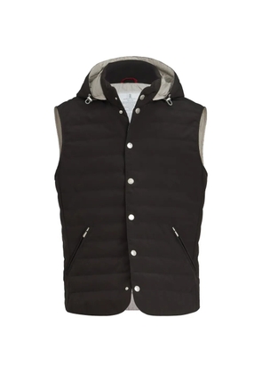 Brunello Cucinelli bonded nylon down vest with detachable hood - Black