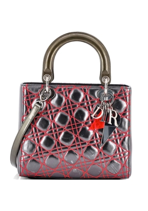 Christian Dior Pre-Owned Lady Dior Bag Anselm Reyle Cannage Quilt Leather Medium satchel - Metallic