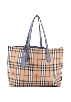 Burberry Pre-Owned Reversible Haymarket Coated Canvas and Leather Medium tote bag - Brown