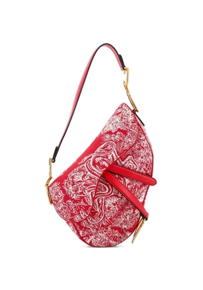 Christian Dior Pre-Owned Toile De Jouy Saddle Bag Embroidered Canvas Medium shoulder bag