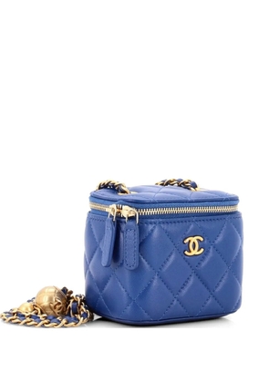 CHANEL Pre-Owned Pearl Crush Vanity Case with Chain Quilted Lambskin Mini clutch bag - Blue