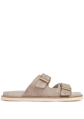 Brunello Cucinelli buckled suede sandals - Neutrals