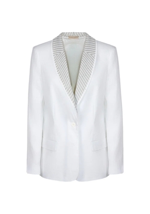 Purotatto linen single-breasted blazer - White