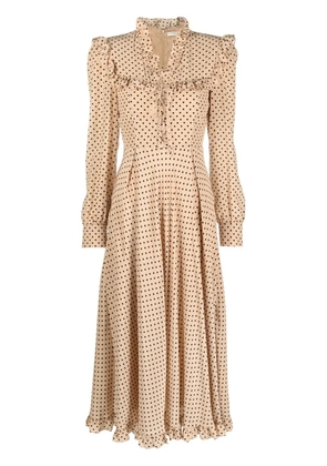 Alessandra Rich polka-dot midi dress - Neutrals