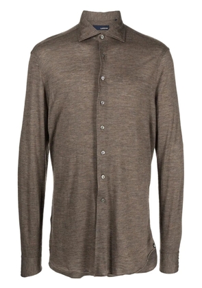Lardini button-front long-sleeved polo shirt - Brown