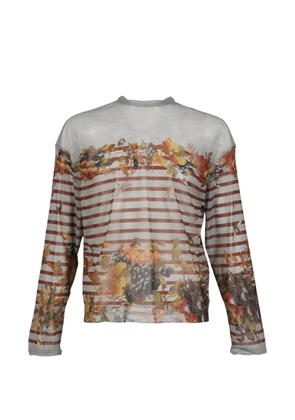 Jean Paul Gaultier striped floral T-shirt - Grey