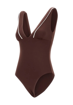 Herno contrasting-trim swimsuit - Brown