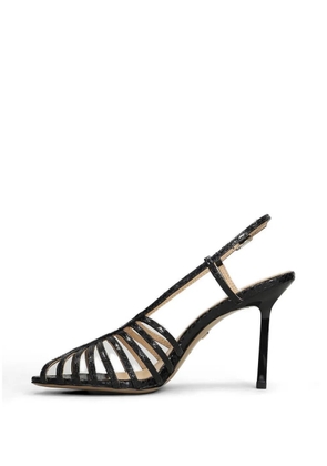 Lola Cruz snakeskin-effect cage sandals - Black