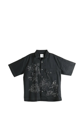 and Wander embroidered short-sleeve shirt - Black