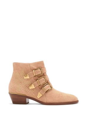 Chloé Susan studded buckle-strap boots - Neutrals