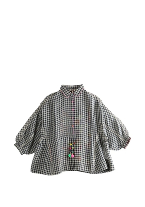 Pero checked pompom shirt - Blue