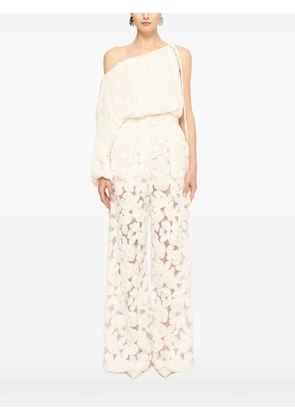 NISSA asymmetrical chiffon blouse - Neutrals