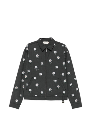 Honor The Gift floral-embroidered pinstripe overshirt - Grey