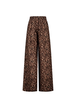 PARAMIDONNA leopard print linen trousers - Neutrals