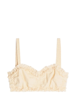 DRIES VAN NOTEN ruffled cotton bra top - Neutrals