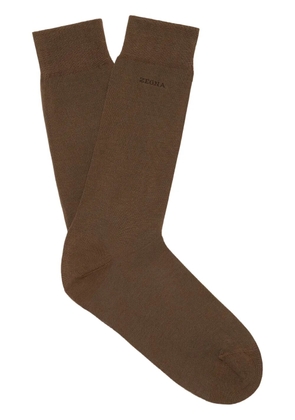 Zegna logo-intarsia socks - Brown