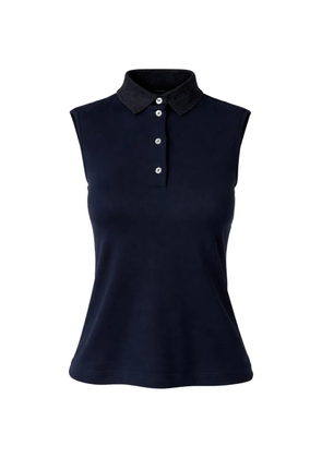Gran Sasso button contrast-collar polo top - Blue