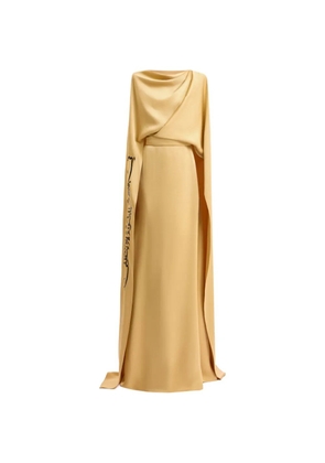 Gemy Maalouf calligraphy-embroidered layered kaftan - Neutrals