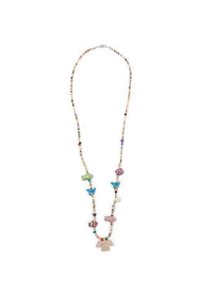 BLAKLACE animal charm beaded necklace - Neutrals