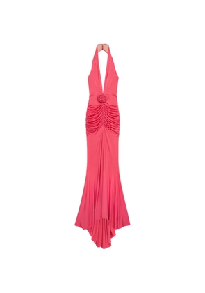 Blumarine rose-appliqué halterneck maxi dress - Pink