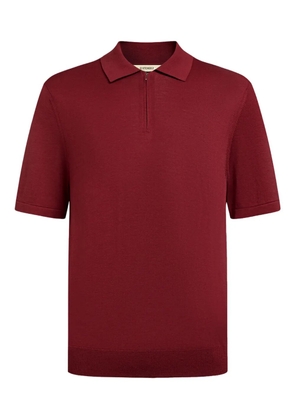 12 STOREEZ zip silk-cotton polo shirt - Red