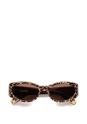 Jacquemus Ovalo leopard-pattern oval sunglasses - Brown