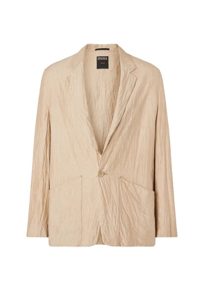 Zegna single-breasted striped silk blazer - Neutrals