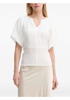 Bruuns Bazaar puff-sleeve split-neck blouse - White