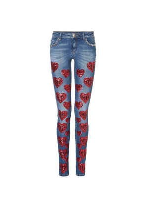 Philipp Plein heart-detail jeans - Blue