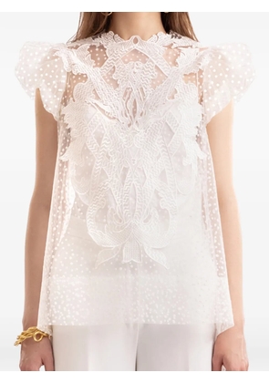 Gemy Maalouf embroidered ruffled blouse - White