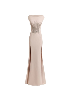 Gemy Maalouf bateau-collar embellished maxi dress - Neutrals