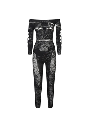 POSTER GIRL off-shoulder lace jumpsuit - Black