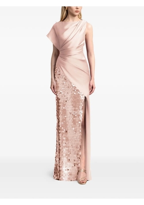 Gemy Maalouf sequin-embellished asymmetrical maxi dress - Pink