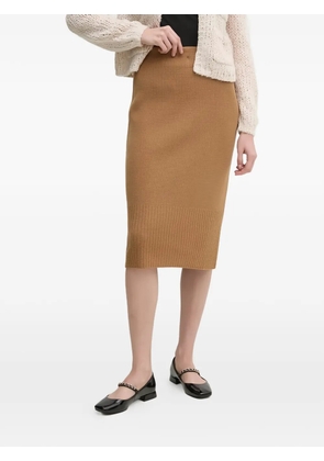 Sisley ribbed-knit midi skirt - Brown