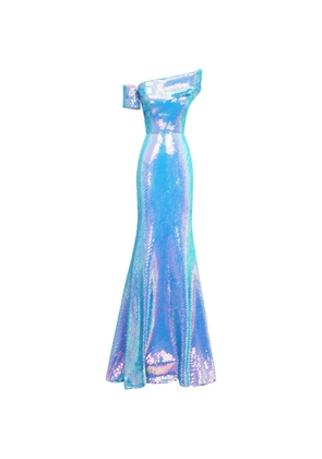 Gemy Maalouf asymmetric-neck maxi dress - Blue