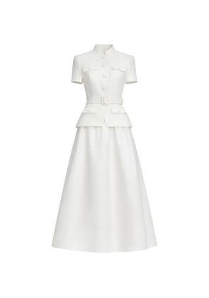 Self-Portrait tailored taffeta midi dress - White