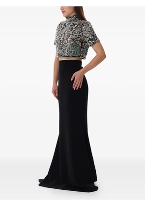 Dina Melwani crystal embroidered top and maxi skirt - Black