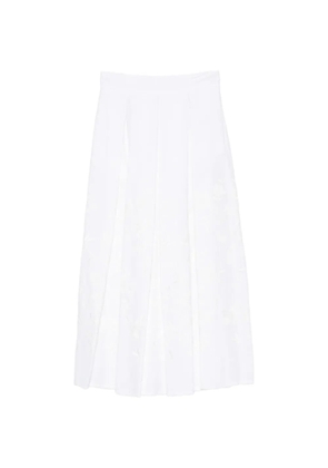 Eleventy floral-embroidery midi skirt - White